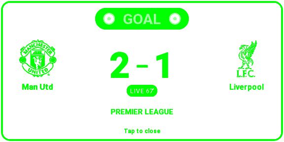 A goal alert pop-up on the glasses